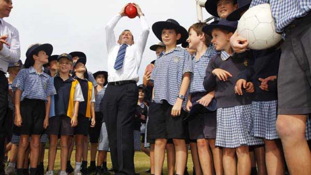 Tony Abbott visits Faith Lutheran College in Redlands, Queensland.