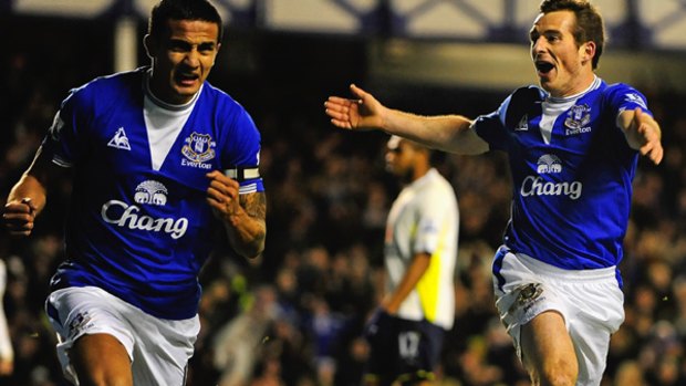 Tim Cahill scored the equaliser for Everton against Tottenham.