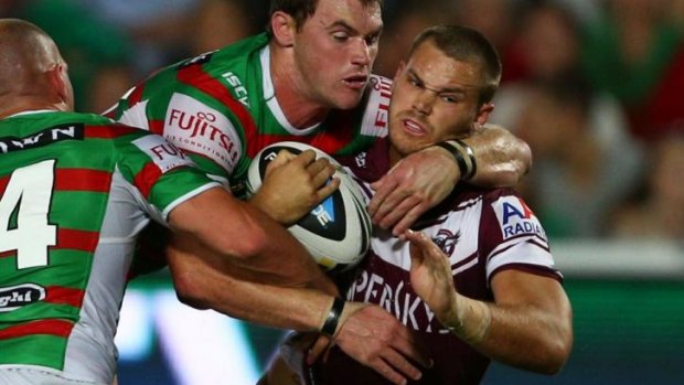 Eel deal: Former Parramatta winger Cheyse Blair playing for Manly earlier this season.