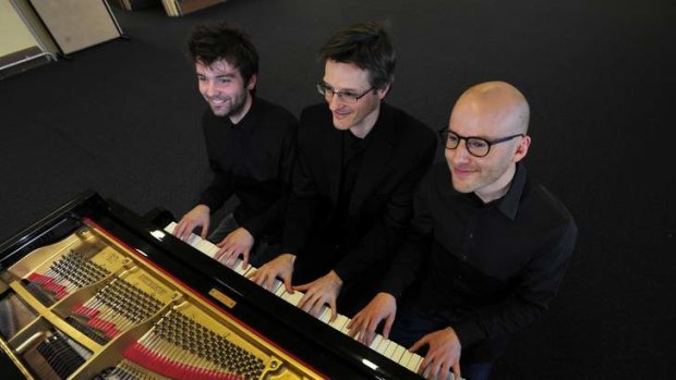 Six-handed: (from left) pianists Adam Cook, Timothy Young and Daniel de Borah.