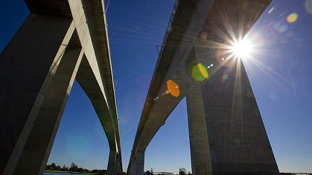 The only way is up ... the recently opened Gateway Bridge duplication was just one in a long list of new south-east Queensland infrastructure projects.