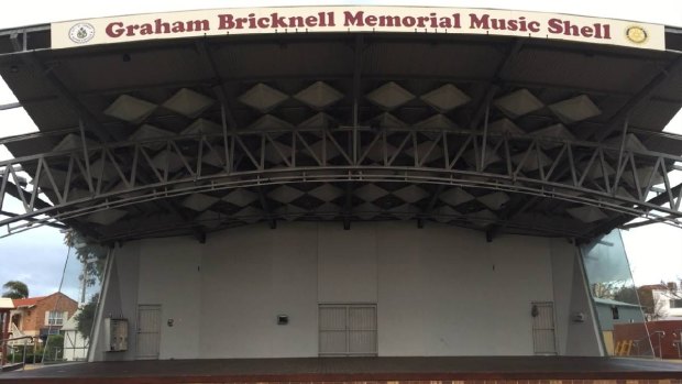 The Graham Bricknell Memorial Music Shell - where Peter Allen can now be heard on endless loop.