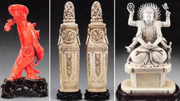 Ivory statues bought from US auction houses and intended to be smuggled to Hong Kong by Chen, who operated antiques businesses in Australia and China.