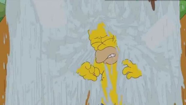 Quite the ice bucket challenge ... Homer Simpson gets doused.