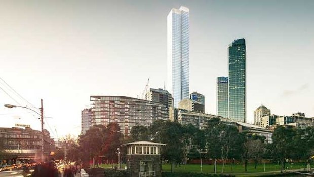 Artist's impression of the proposed tower at 555 Collins Street.
