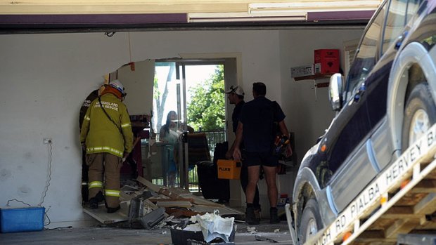 A girl survived after her mother drove into her bedroom.