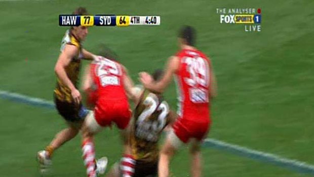 The incident over which Lance Franklin (No.23) was reported.