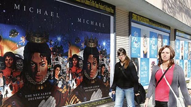 Posters promoting the launch of the posthumous album in Hollywood.