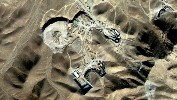 A suspected uranium-enrichment facility near Qom, 156 kilometres southwest of Tehran, is seen in this September 27, 2009 satellite photograph released by DigitalGlobe on September 28, 2009.