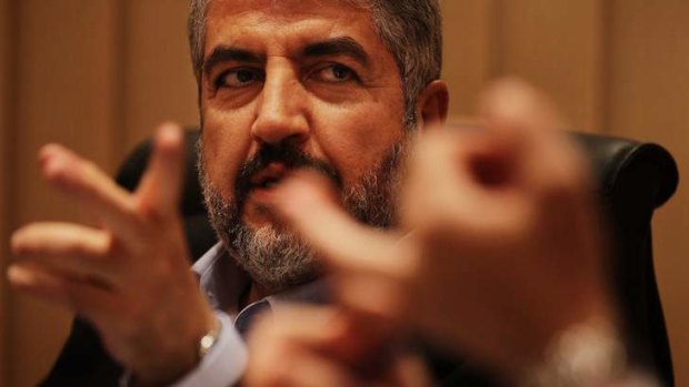Hamas leader Khalid Mishal during a meeting in Doha, Qatar.