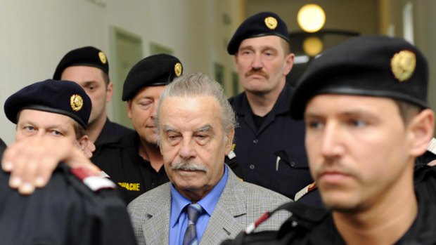 Josef Fritzl arrives at the court for trial on the charges of incest and murder yesterday.