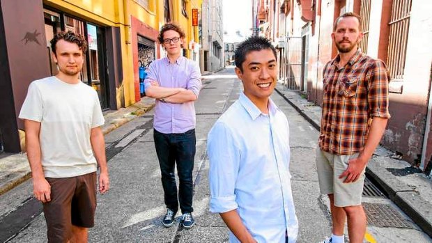 Willis Smith (left), David Coonan, Dhani Wong and Trent Naylor have set up their own video game development company called Pygmy Tyrant.