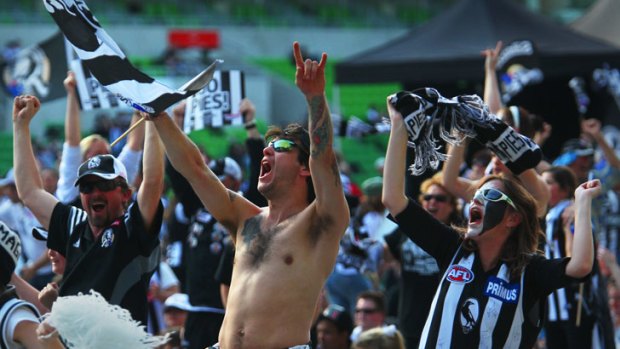 Ever since Malthouse's "rapist" jibe, Milne has been taunted by a section of Magpie fans every time Collingwood plays St Kilda. There is no suggestion the fans pictured are involved.