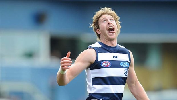 Young star on rise: Cat Dawson Simpson tries  for a screamer over Crow Jared Petrenko