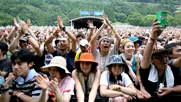 Order amid chaos ... fans at the the Fuji Rock festival.