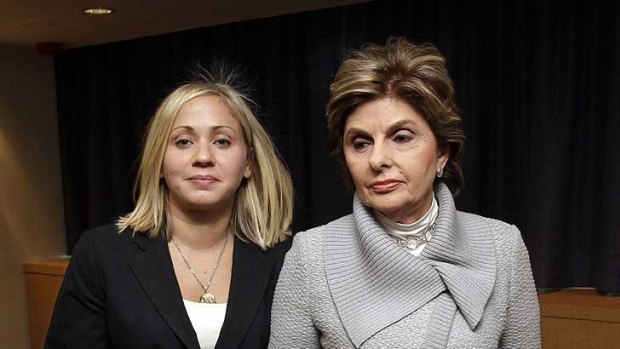 Attorney Gloria Allred  with her client Alison Fournier after announcing the lawsuit against the hotel chain.