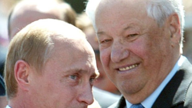 Side by side ... Vladimir Putin, left, and Boris Yeltsin at a Red Square celebration in  2004.