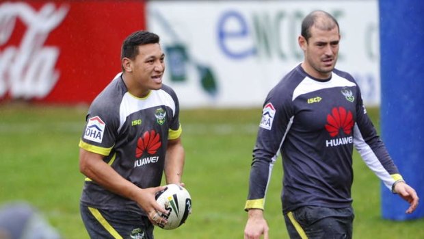 Raiders enforcer Josh Papalii with captain Terry Campese.