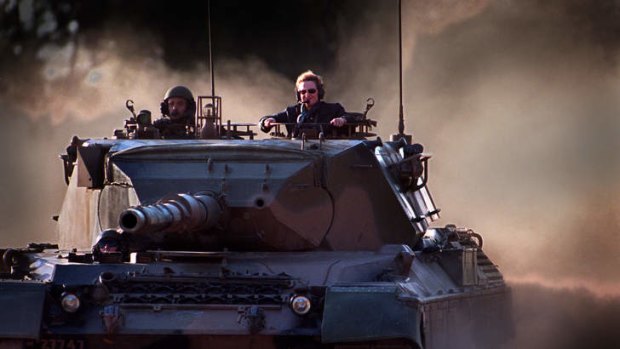 As minister for defence industry, Bronwyn Bishop leads the charge in a Leopard Tank at Puckapunyal Army Base during a visit in 1997.