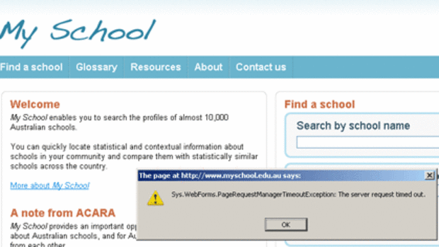 Fail ... the My School website at 7.30am.