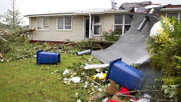 Devastation ... a house in the suburb of Hobsonville.