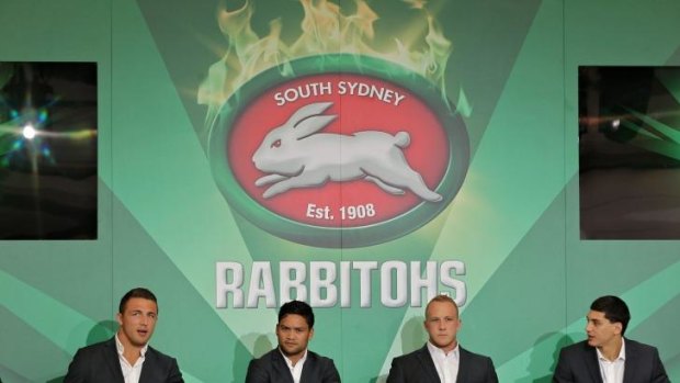 Pride of the League: Souths players Sam Burgess, Issac Luke, Jason Clark and Kyle Turner at the grand final luncheon.