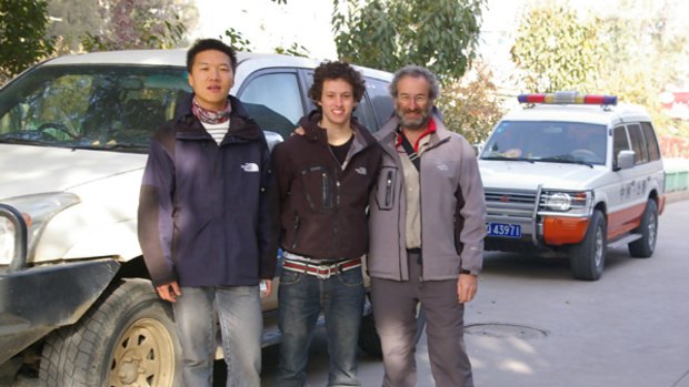 Jack and Jon Faine with their Chinese guide in Kashgar, in China’s Xinjiang Uighur Autonomous Region.