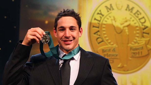 Billy Slater poses with his Dally M Medal.