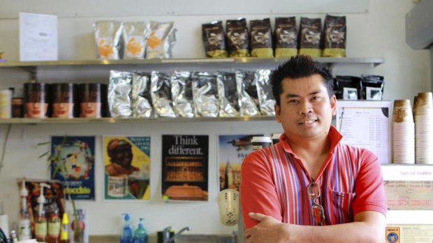 Unusual mix ... Chant Khamthongthae serves great coffee at his Thai cafe.