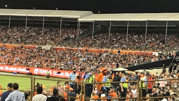 Choombies was ejected from the stadium into the Scorchers innings.