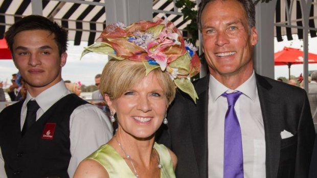 Julie Bishop and David Panton at the Emirates marquee.