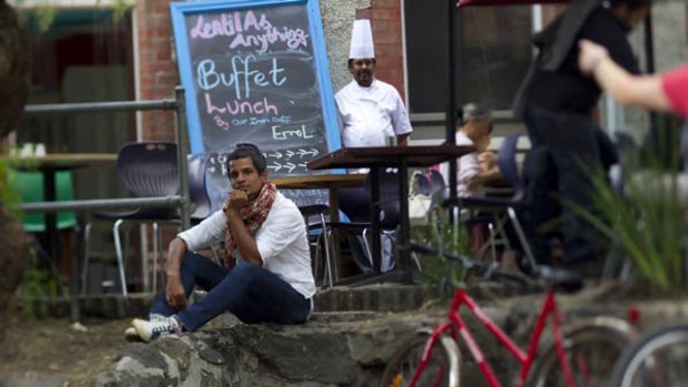 Shanaka Fernando and head chef Errol Schwallie at Lentil as Anything yesterday.