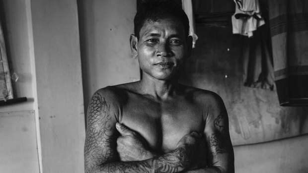 A victim of human trafficking from Myanmar who was rescued from a fishing boat pictured in Ambon in Indonesia.