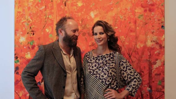 "I'm playing an underemployed artist's wife" ... Rachel Griffiths and Andrew Taylor at the opening of his exhibition.