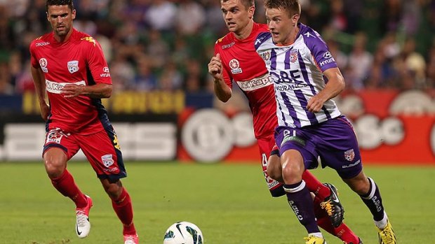 Scott Jamieson goes on the attack for the Perth Glory against his old club Adelaide.
