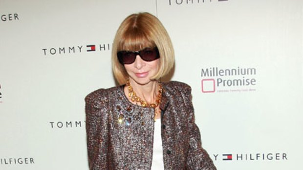 US Vogue editor Anna Wintour at Tommy Hilfiger's New York collection show.