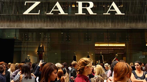 Dominant site: Shoppers queue outside the newly opened Zara in Pitt Street in 2011.