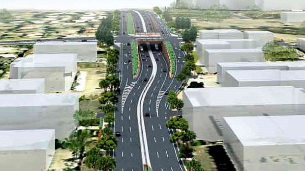 An artist's impression of the intersection of Mains and Kessels roads at Nathan.