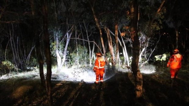 State Emergency Service volunteers search for the woman on Wednesday night.