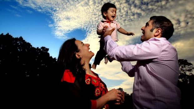 From heartbreak to happiness: Halimah Shams and Sanjeet Khaira with their son Kabir, who was born on Christmas Day.
