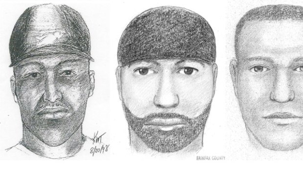 Artists' sketches of a suspect wanted in the East Coast Rapist case.