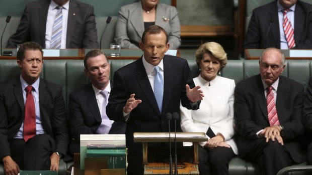 Opposition Leader Tony Abbott delivers his Budget reply speech.