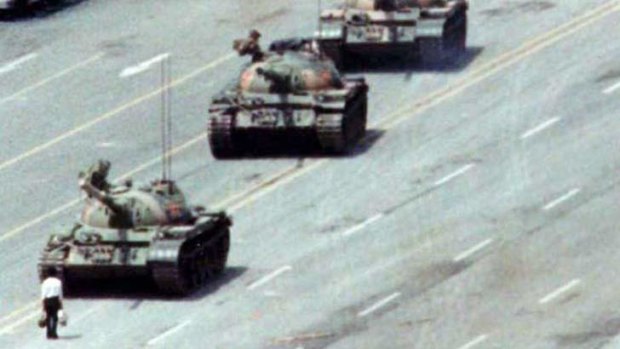 The iconic 'Tank Man' image that swept the world.