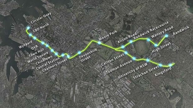 The route the new tram will take.