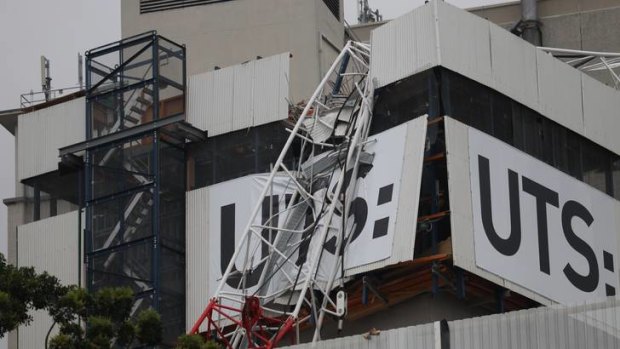 The crane fire and collapse in Ultimo on Tuesday.