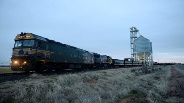 The grain train takes its immense cargo of wheat from Piangil in northern Victoria to the Port of Melbourne. Photos: Pat Scala