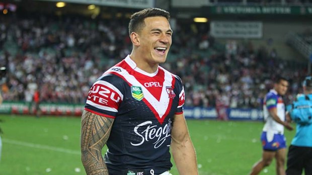 Elated: Sonny Bill Williams after the win over Newcastle on Saturday night.