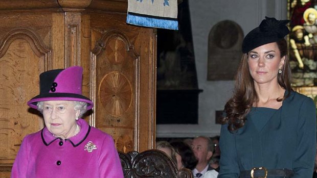 Side by side...  the Queen and Catherine, Duchess of Cambridge.
