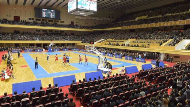The controversial game between former U.S. NBA basketball players and North Korean players of the Hwaebul team.