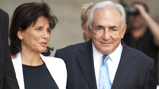 Freed ... Dominique Strauss-Kahn and wife Anne Sinclair.